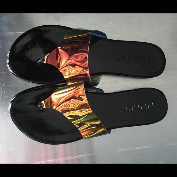 Liliana Shoes - Liliana black hologram sandals. New w/box, unworn.